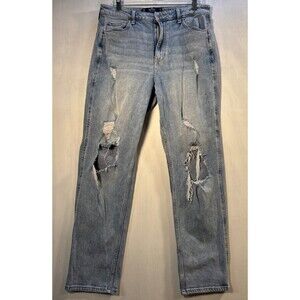 Hollister Jeans Womens 13R Blue High Rise  Vintage Straight Distressed Ripped